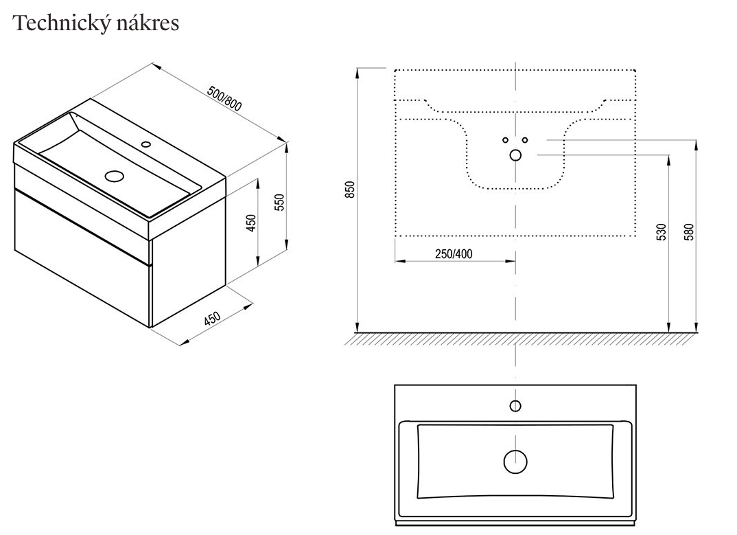 technicky-list-Skříňka pod umyvadlo Natural 50